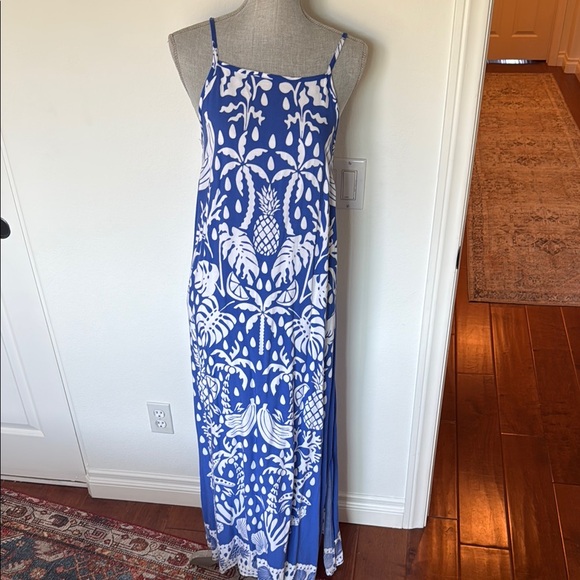 1. State Blue and White Sleeveless Maxi Dress - Picture 1 of 4